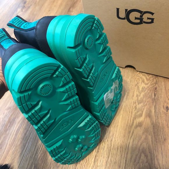 UGG black green leather PLATFORM ankle boots booties shoes women’s 8 new in box - Picture 3 of 7